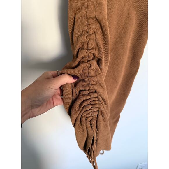 LIONESS revolve camel brown ruched Military Minds thick stretch mini dress - Picture 7 of 10